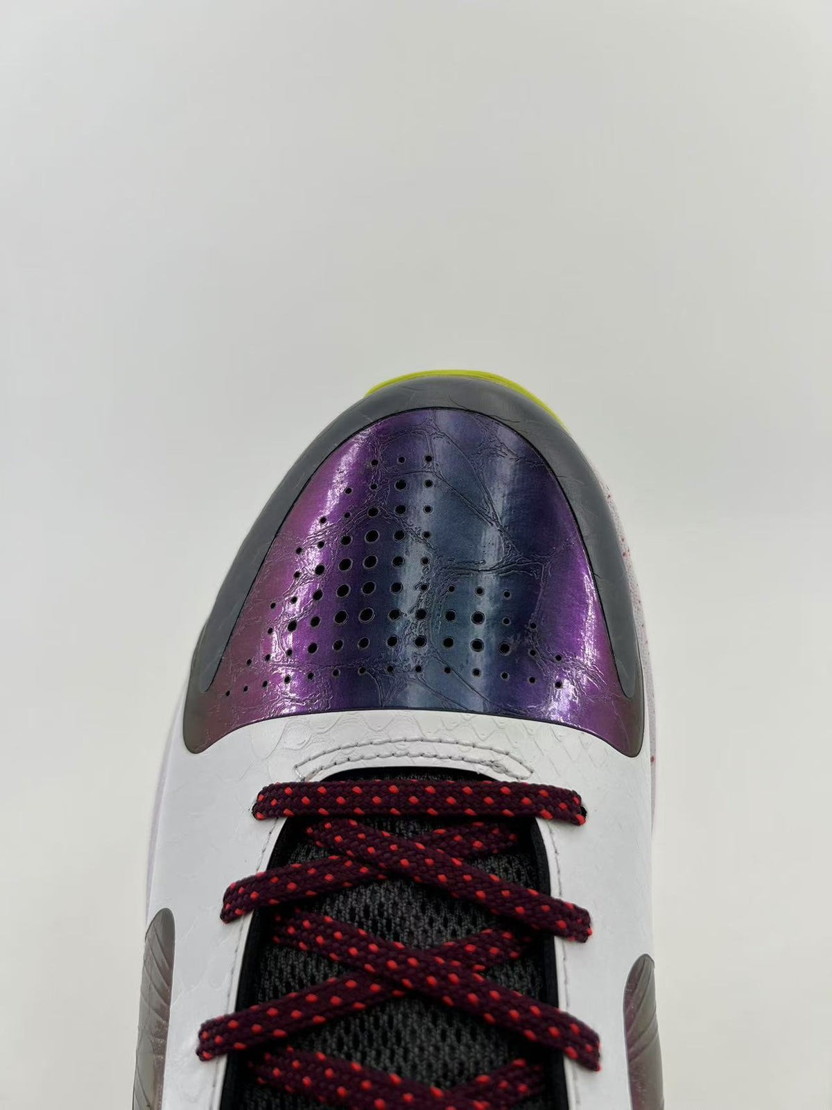 Nike Kobe 5 Protro Basketball Shoes in White Purple Volt CD4991-100 - product image from the listing.
