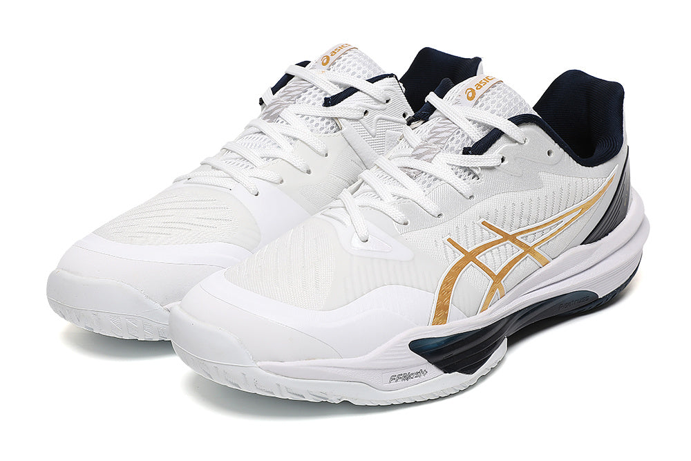 ASICS Court Shoes in White Gold Navy - product image from the listing.