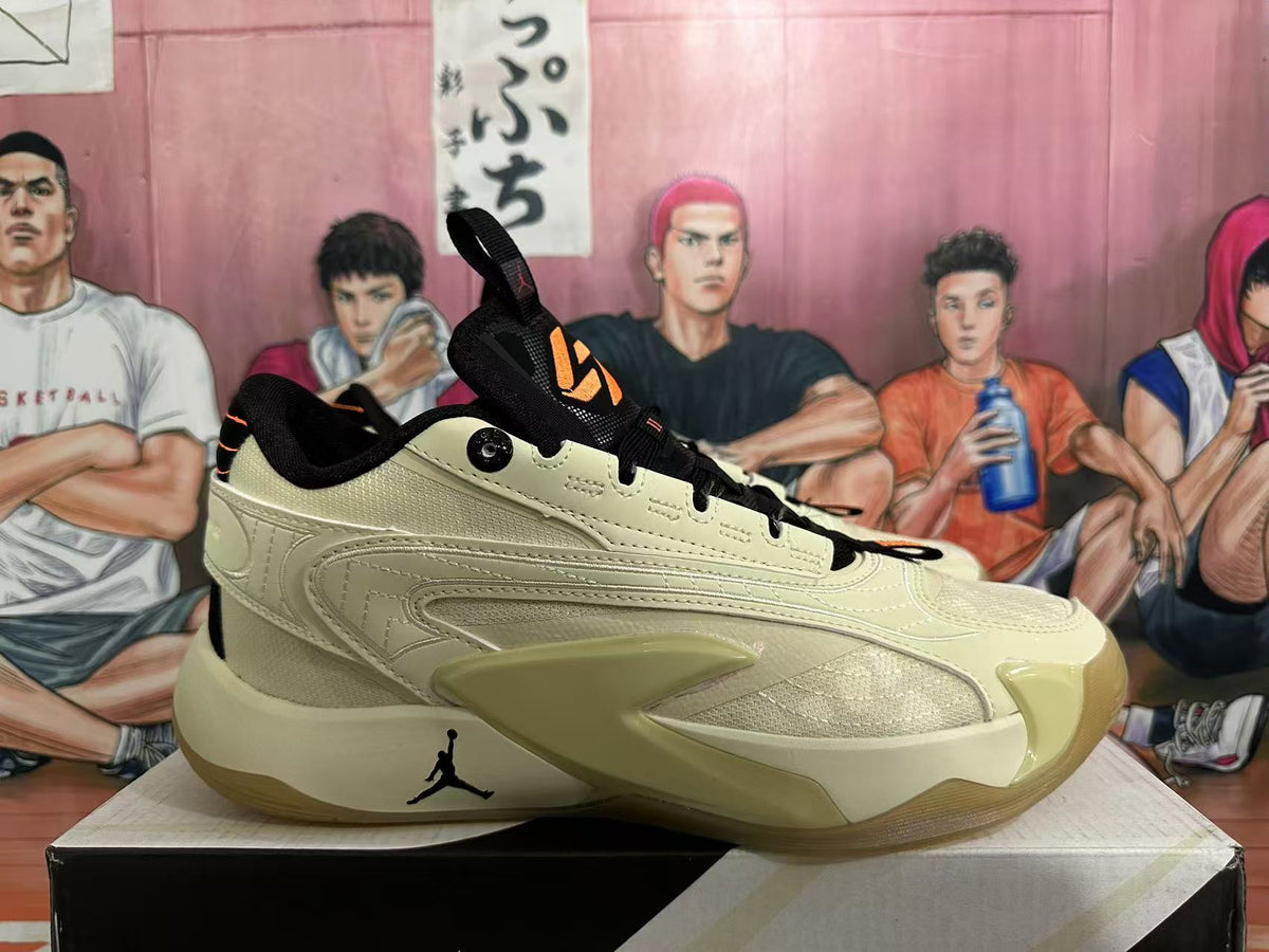 Jordan Luka 2 Basketball Shoes in Beige Black Orange - product image from the listing.