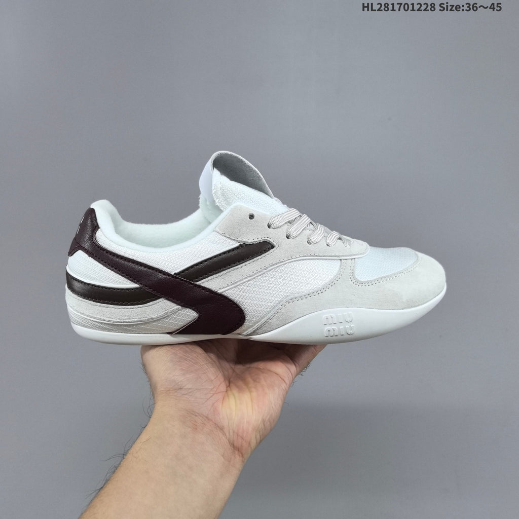 Women's Miu Miu White and Gray Lace-Up Sneakers - product image from the listing.