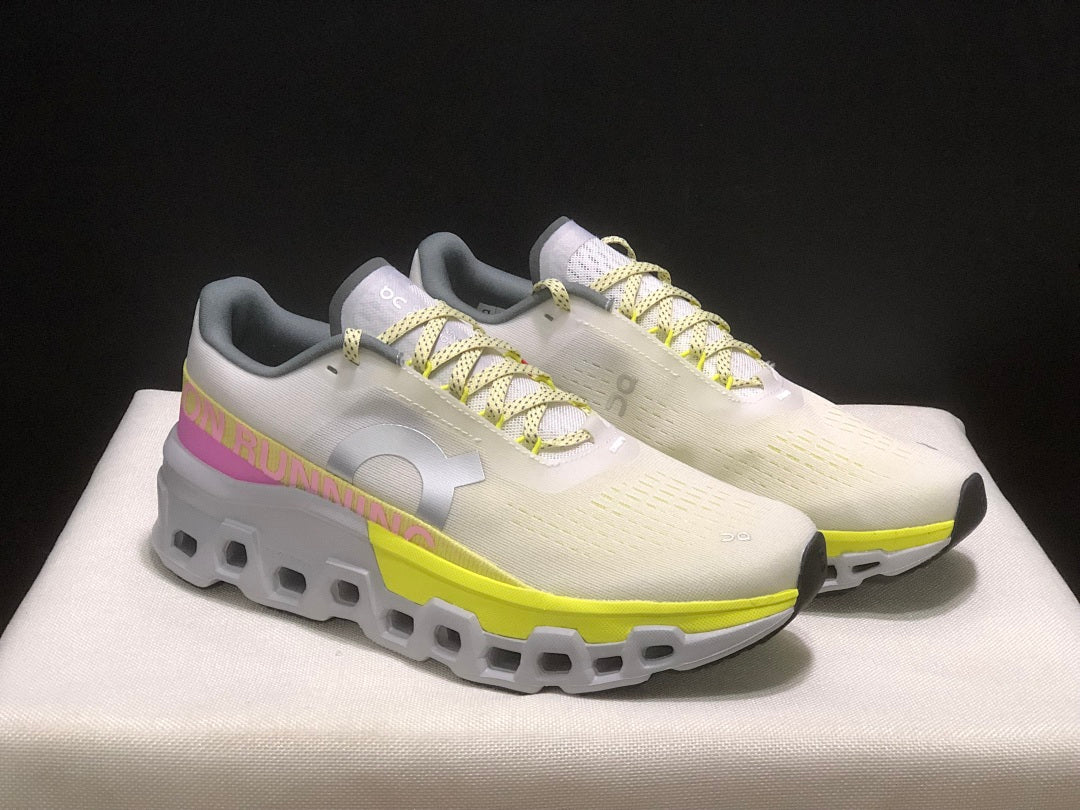On Cloudmonster 2 Running Shoes, in Lime and White - product image from the listing.