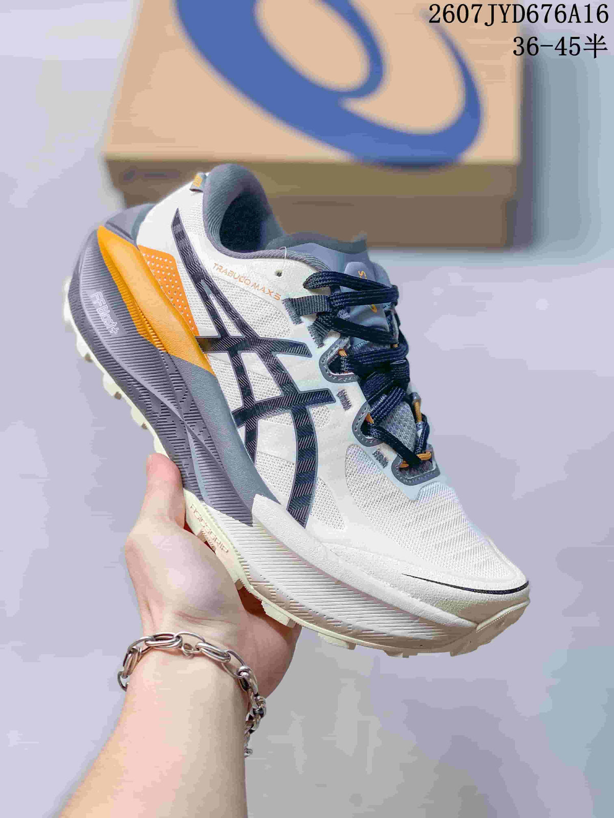 ASICS Trabuco Max 5 Trail Running Shoes in White Gray - product image from the listing.