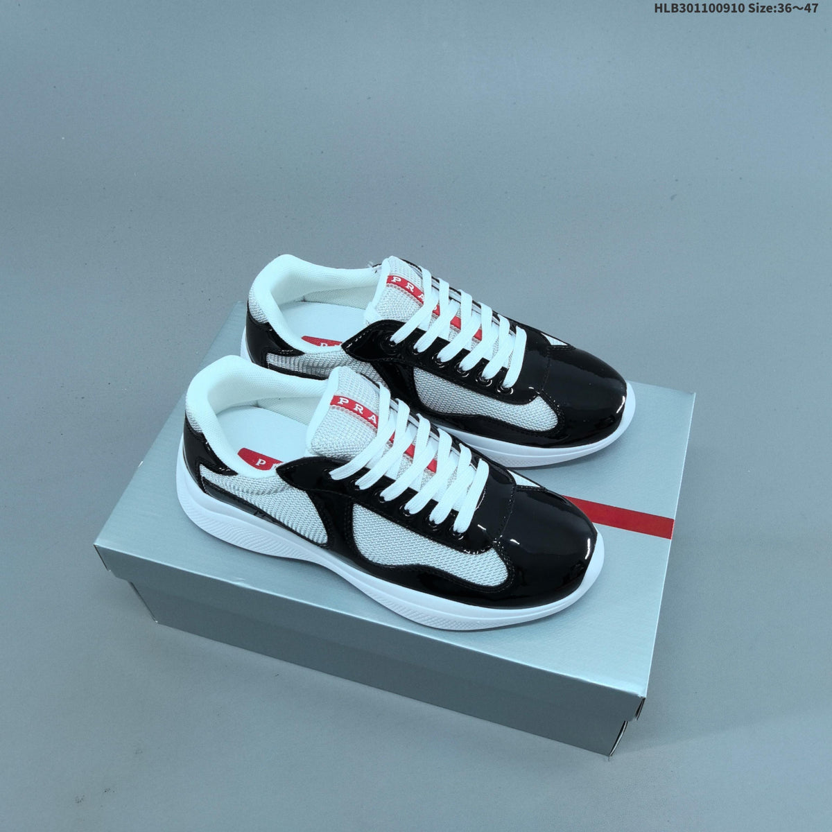 Prada America's Cup Low-Cut Sneakers, Patent-Style Colorways - product image from the listing.