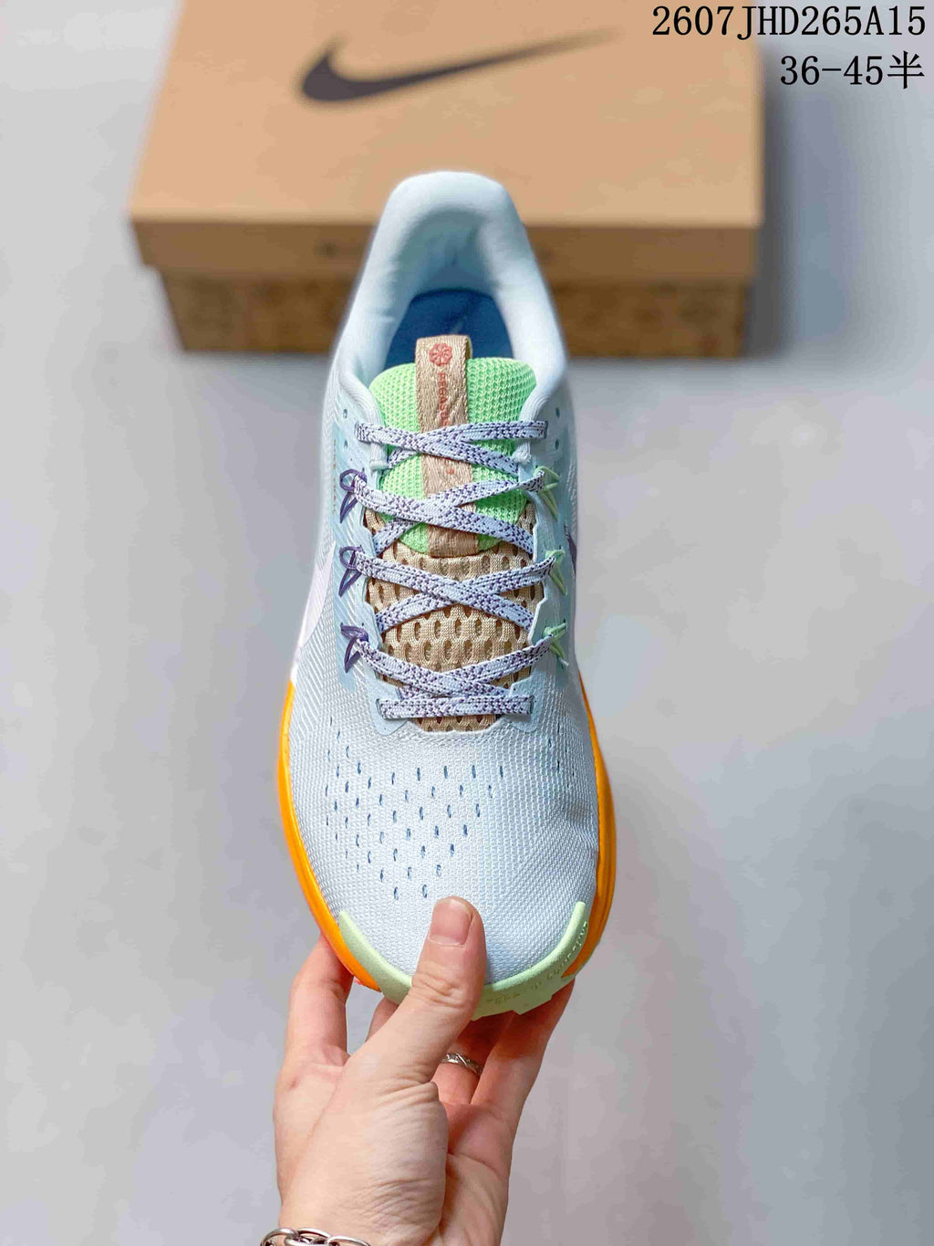 Nike Pegasus Trail 5 Trail Running Shoes in Blue Lime Orange - product image from the listing.
