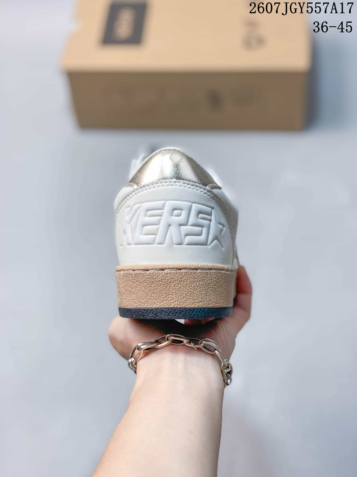 Golden Goose Ball Star White Leather Trainers with Gold Star - product image from the listing.