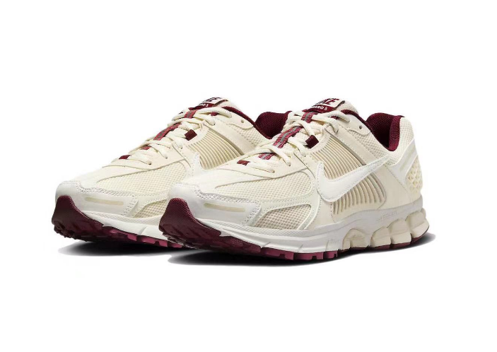 Sail and Burgundy Nike Zoom Vomero 5 Sneakers - product image from the listing.