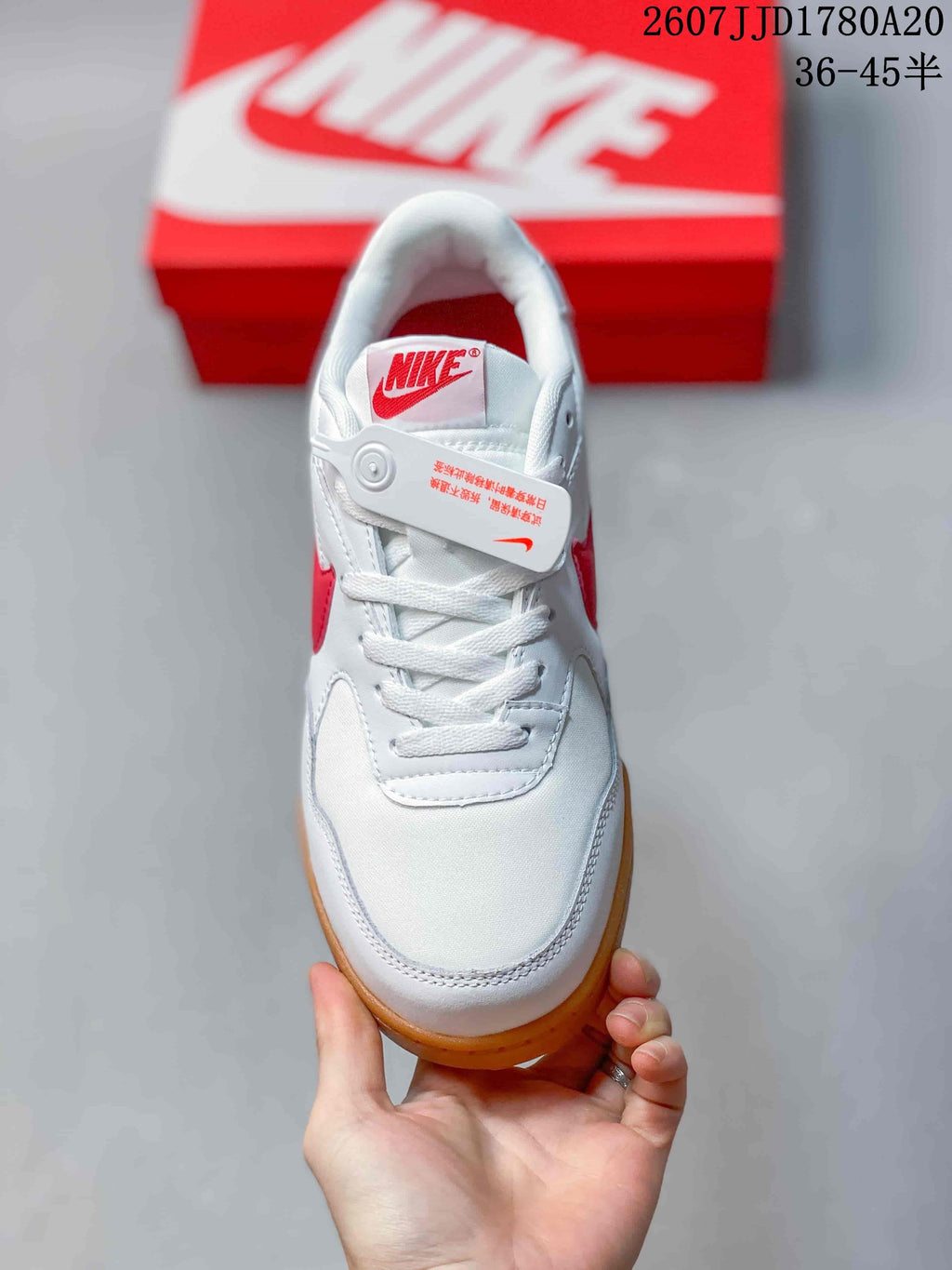 Nike Terra Manta Suede Trainers White Red Gum Sole - product image from the listing.