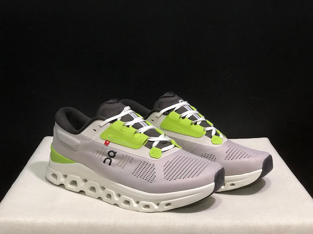On Cloudstratus 3 Running Shoes, in White Grey Green - product image from the listing.
