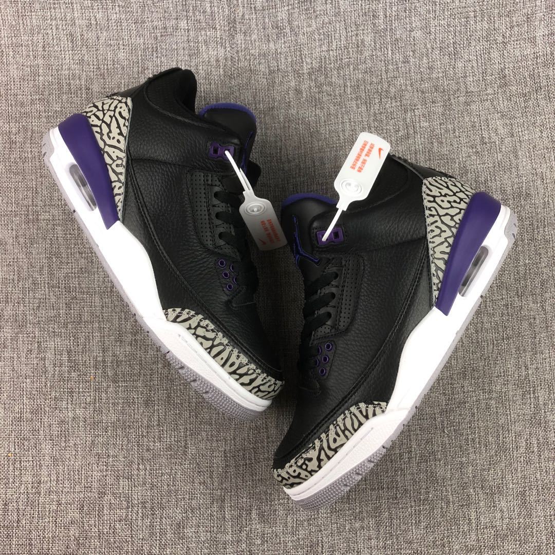 Air Jordan 3 Court Purple Black Sneakers CT8532-050 - product image from the listing.