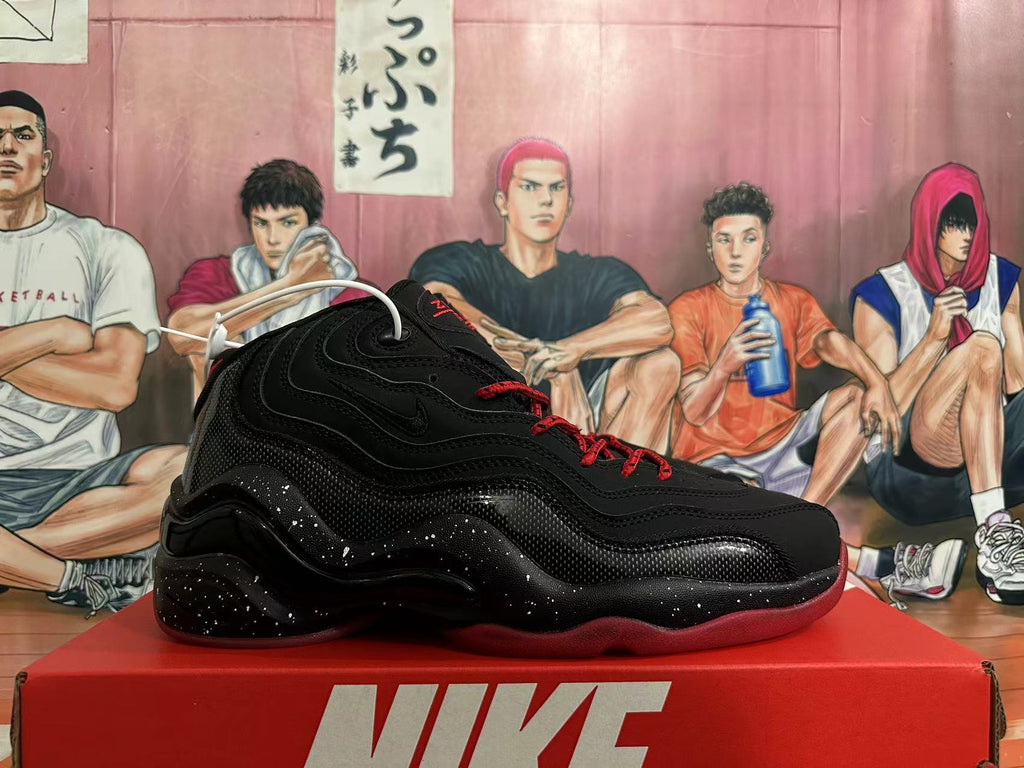 Nike Air Foamposite One Basketball Sneakers in Black Red - product image from the listing.