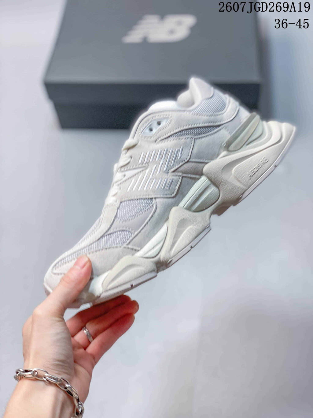 New Balance 9060 Trainers White with Mint Accents - product image from the listing.