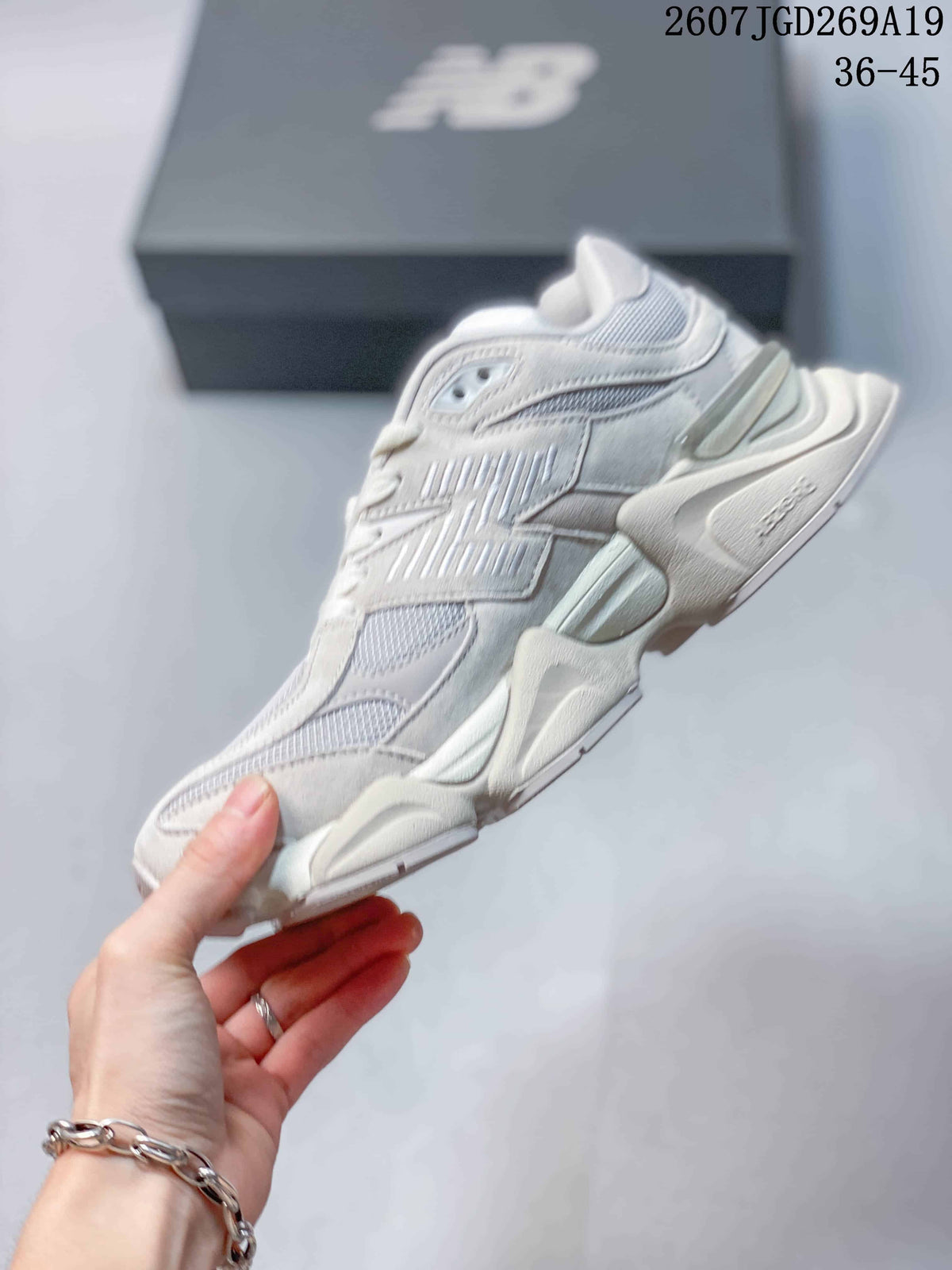 New Balance 9060 Trainers White with Mint Accents - product image from the listing.