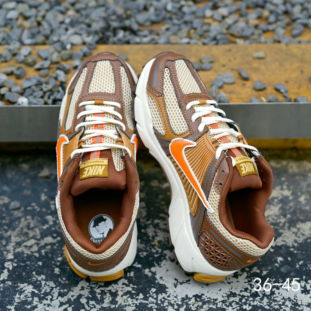 Brown and Orange Nike Air Zoom Vomero 5 Sneakers - product image from the listing.