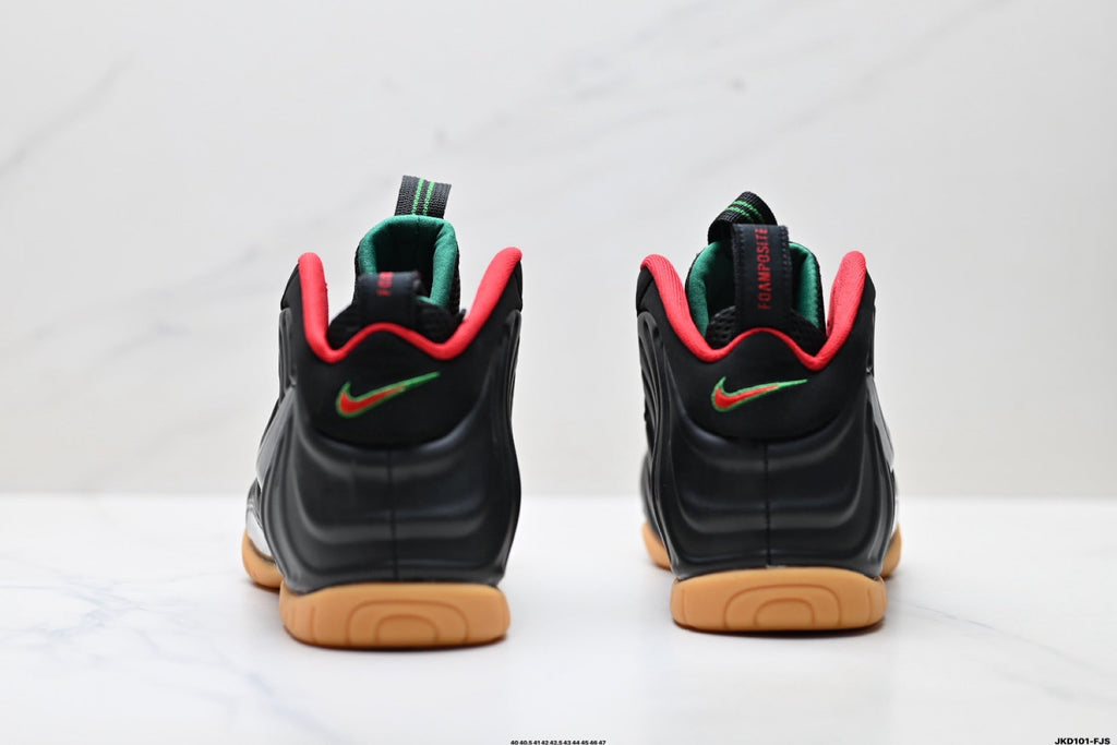 Nike Air Foamposite One Sneakers in Black Red Gum - product image from the listing.
