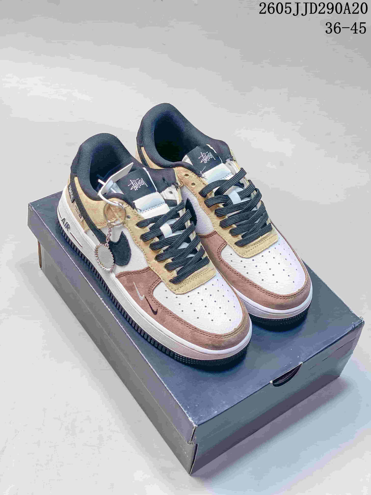 Women's Nike Air Force 1 Shadow Sneakers Beige Pink Black - product image from the listing.
