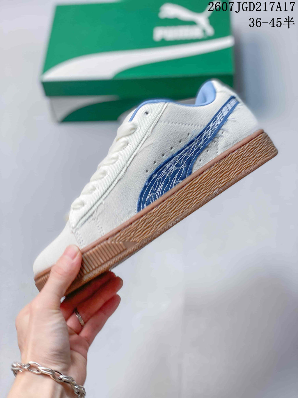 PUMA Suede XL Crush Sneakers in White Blue Gum 2607JGD217A17 - product image from the listing.