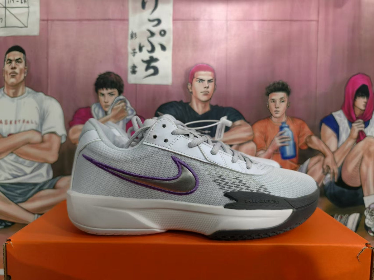Gray and Purple Nike Giannis Immortality Basketball Shoes - product image from the listing.