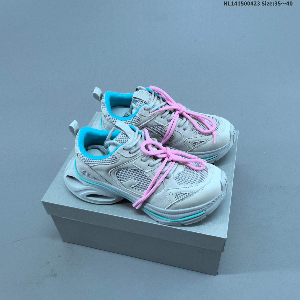 GG-CC Retro Low-Top Sneakers, Chunky Sole, in White and Silver - product image from the listing.