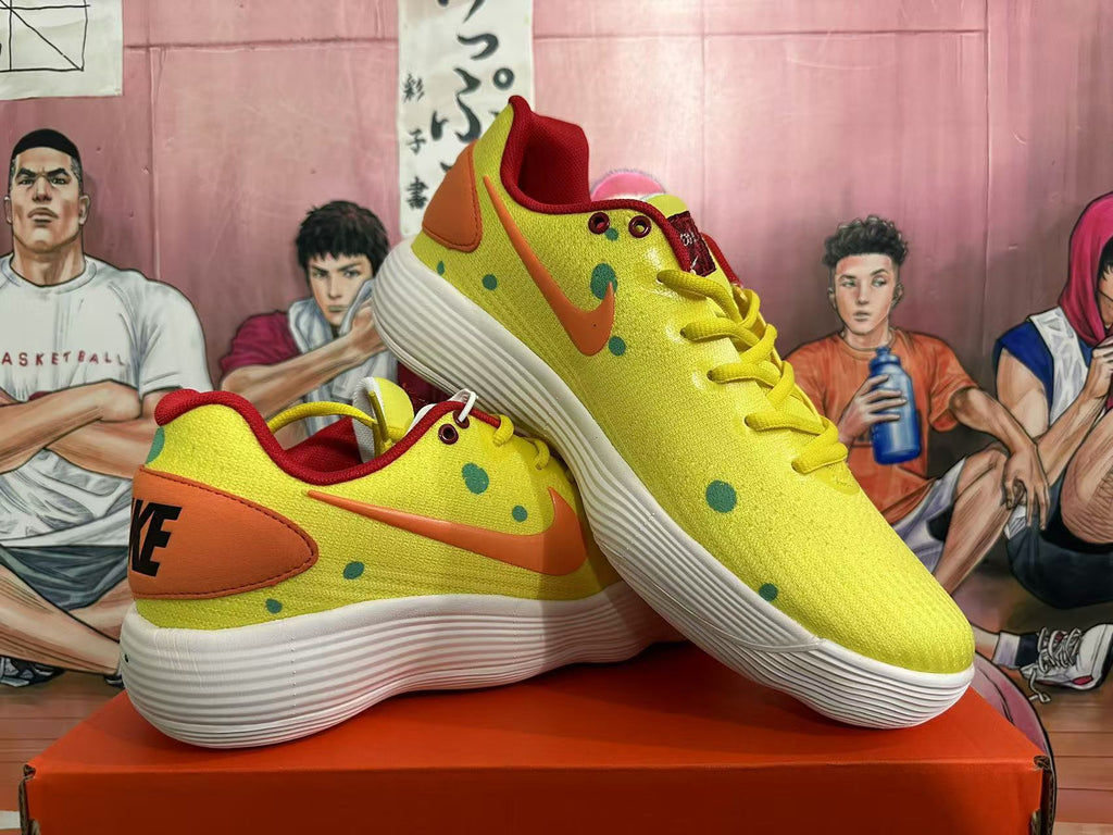 Nike SpongeBob Sneakers in Yellow Orange - product image from the listing.