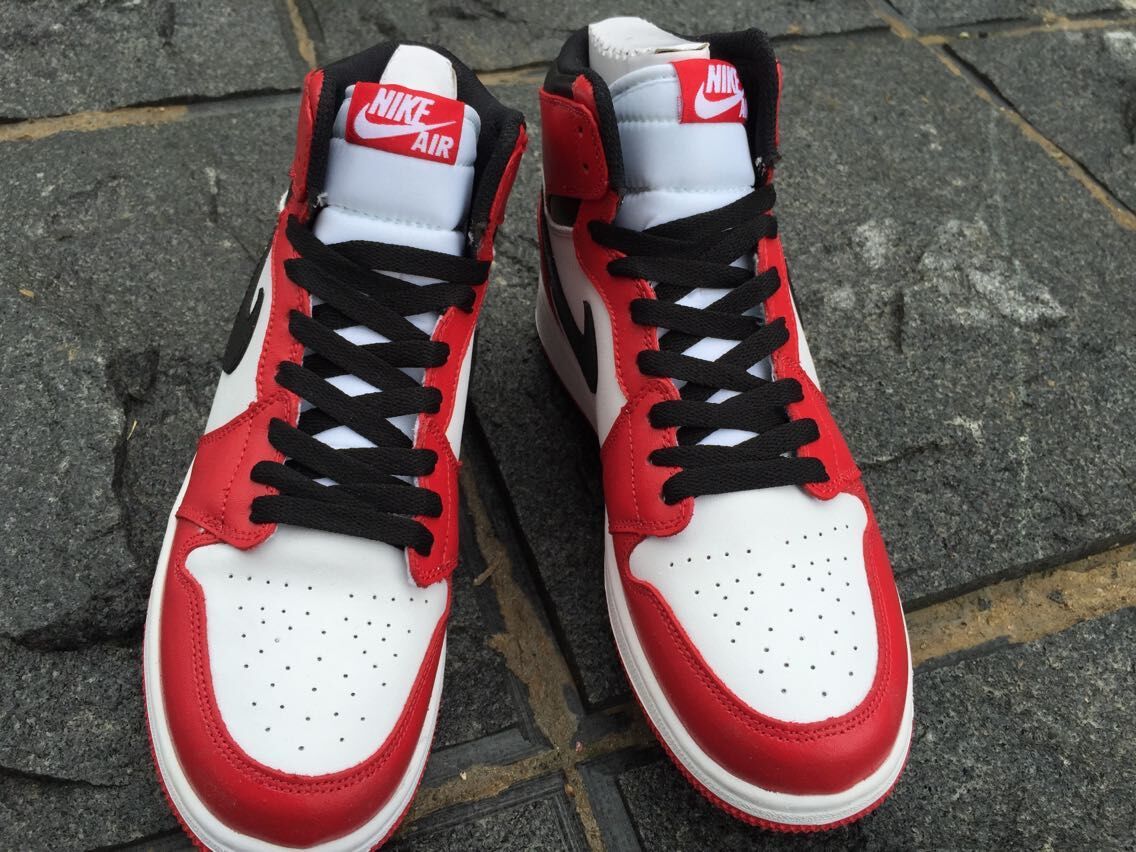 Women's Air Jordan 1 High-Top Sneakers White Black Red - product image from the listing.