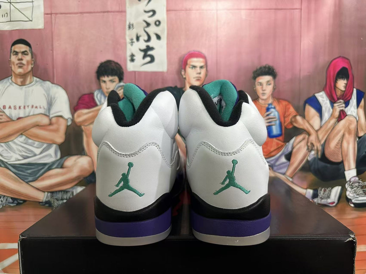 Air Jordan 5 Retro White Grape Sneakers - product image from the listing.