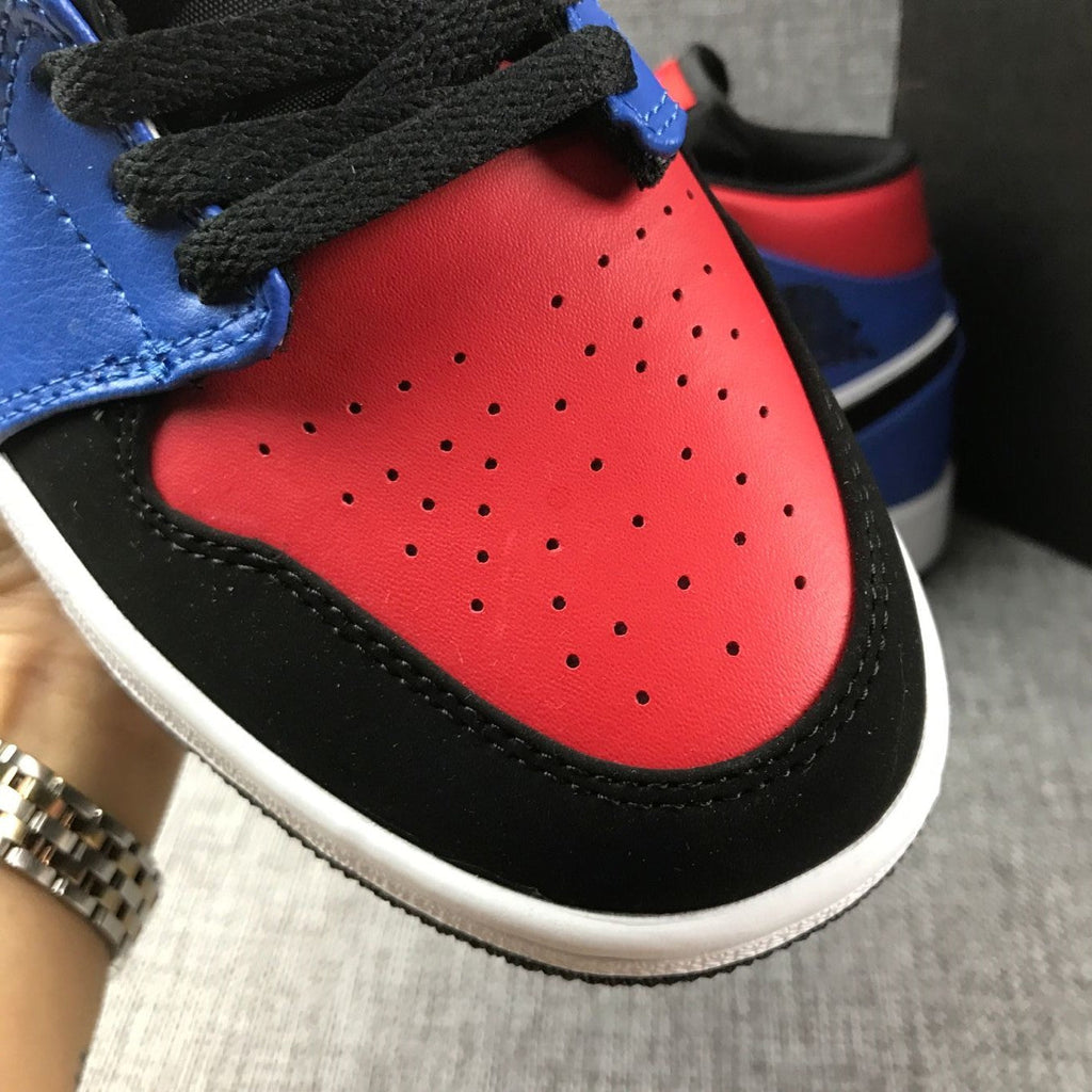 Air Jordan 1 Mid Sneakers in Blue Red Black White - product image from the listing.