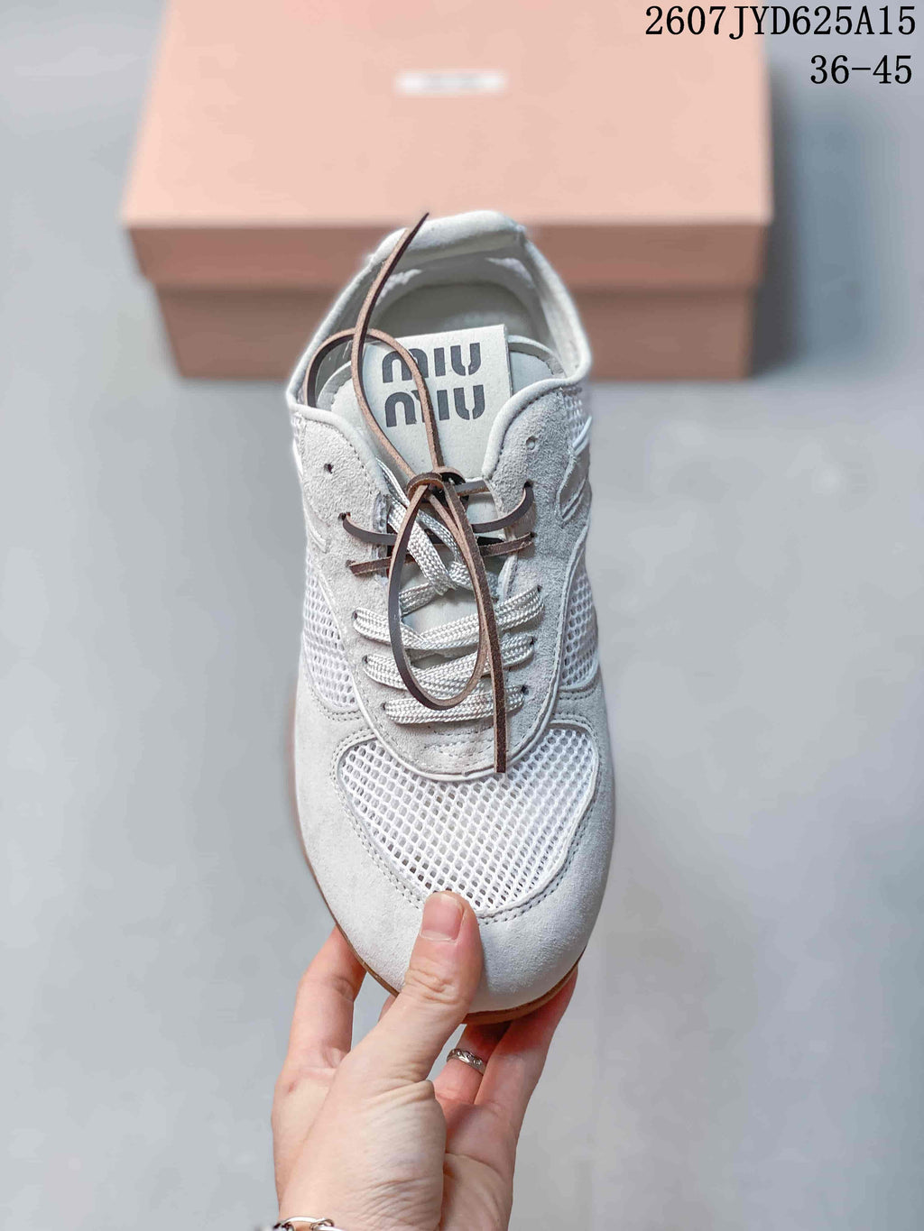 Miu Miu Gymnasium Low-Cut Sneakers White Grey Gum Sole - product image from the listing.