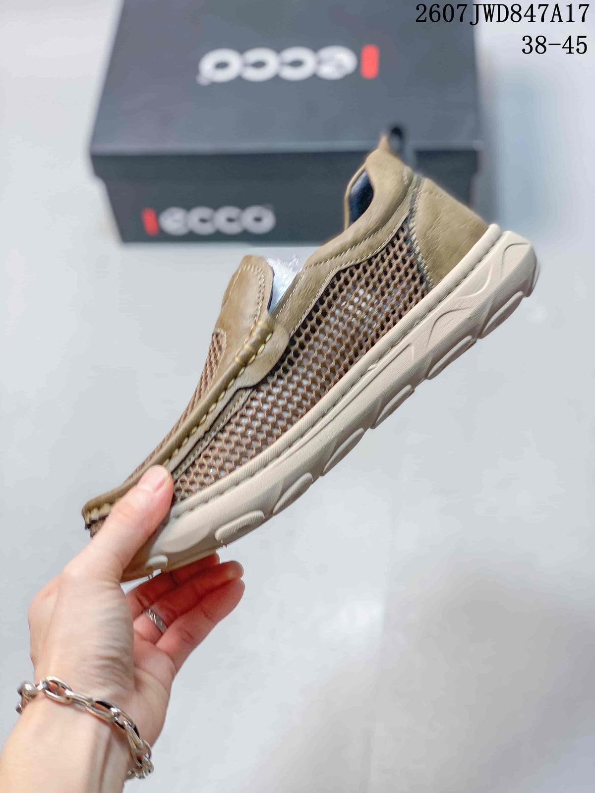 ECCO Slip-On Mesh Trainers Olive Tan 2607 JWD847A17 - product image from the listing.