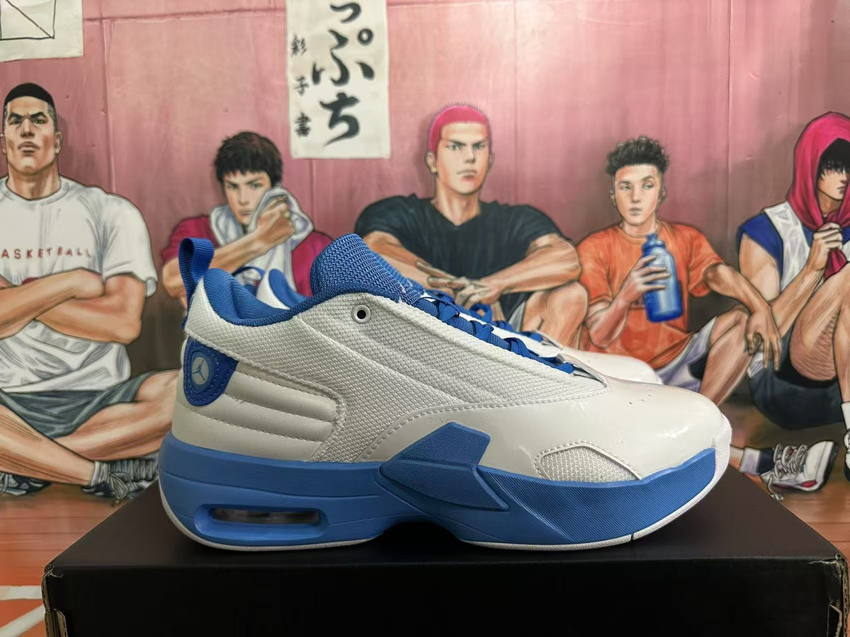 Jordan Basketball Sneakers in White and Blue - product image from the listing.