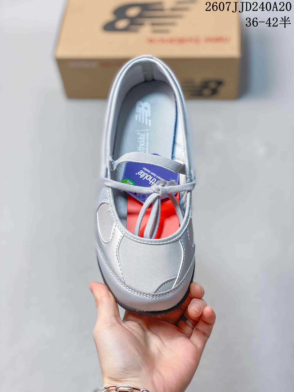 Women's New Balance Flat Breeze Mary Jane Sneakers Silver 711260QQT - product image from the listing.