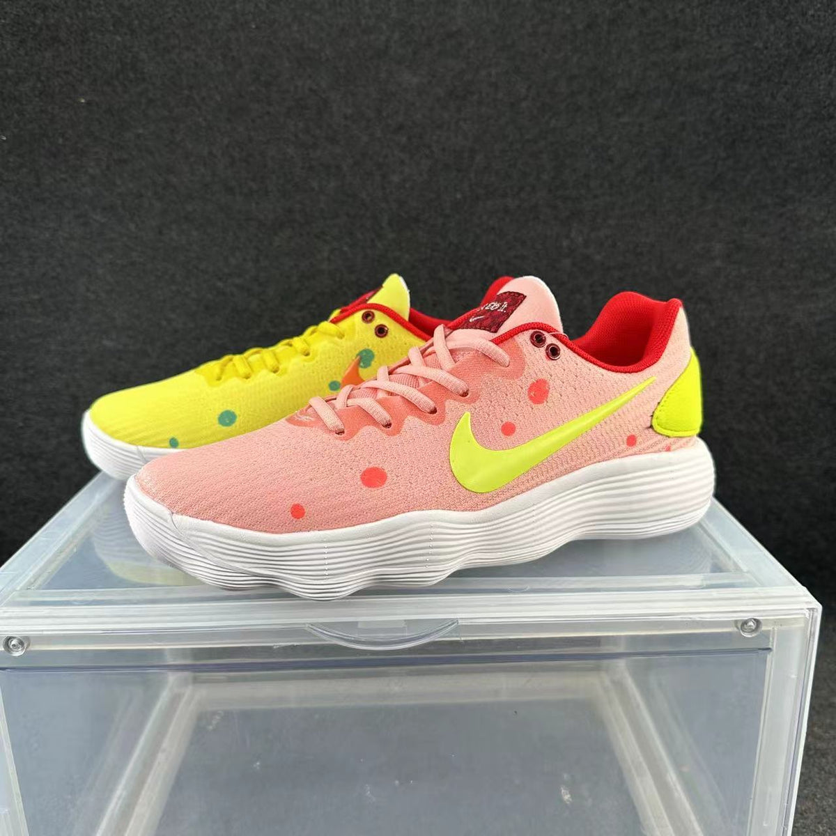 Pink and Yellow Nike Mismatched Color Sneakers - product image from the listing.