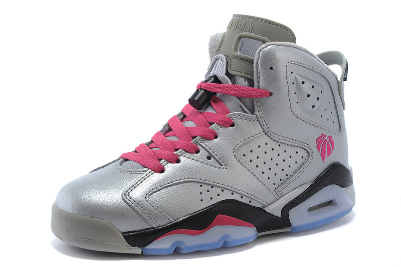 Air Jordan 6 High-Top Sneakers Pink Gray 543390-009 - product image from the listing.