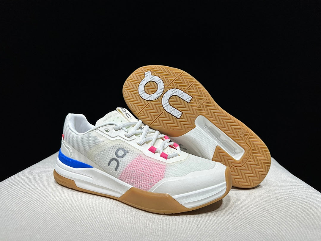 On The Roger Advantage Pro Tennis Shoes, in White Blue Pink - product image from the listing.