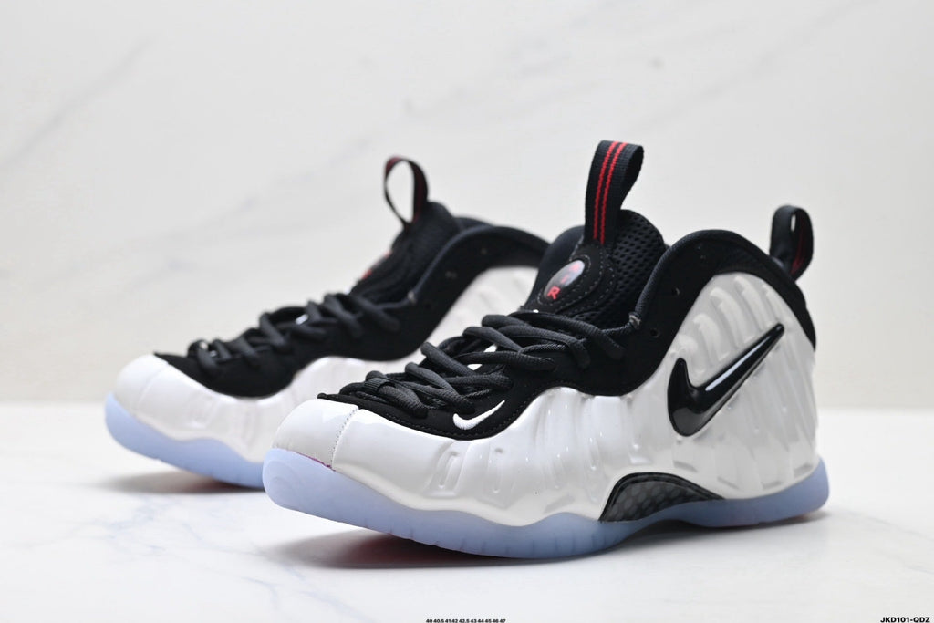 Nike Air Penny Foamposite One Sneakers in Black White Red - product image from the listing.