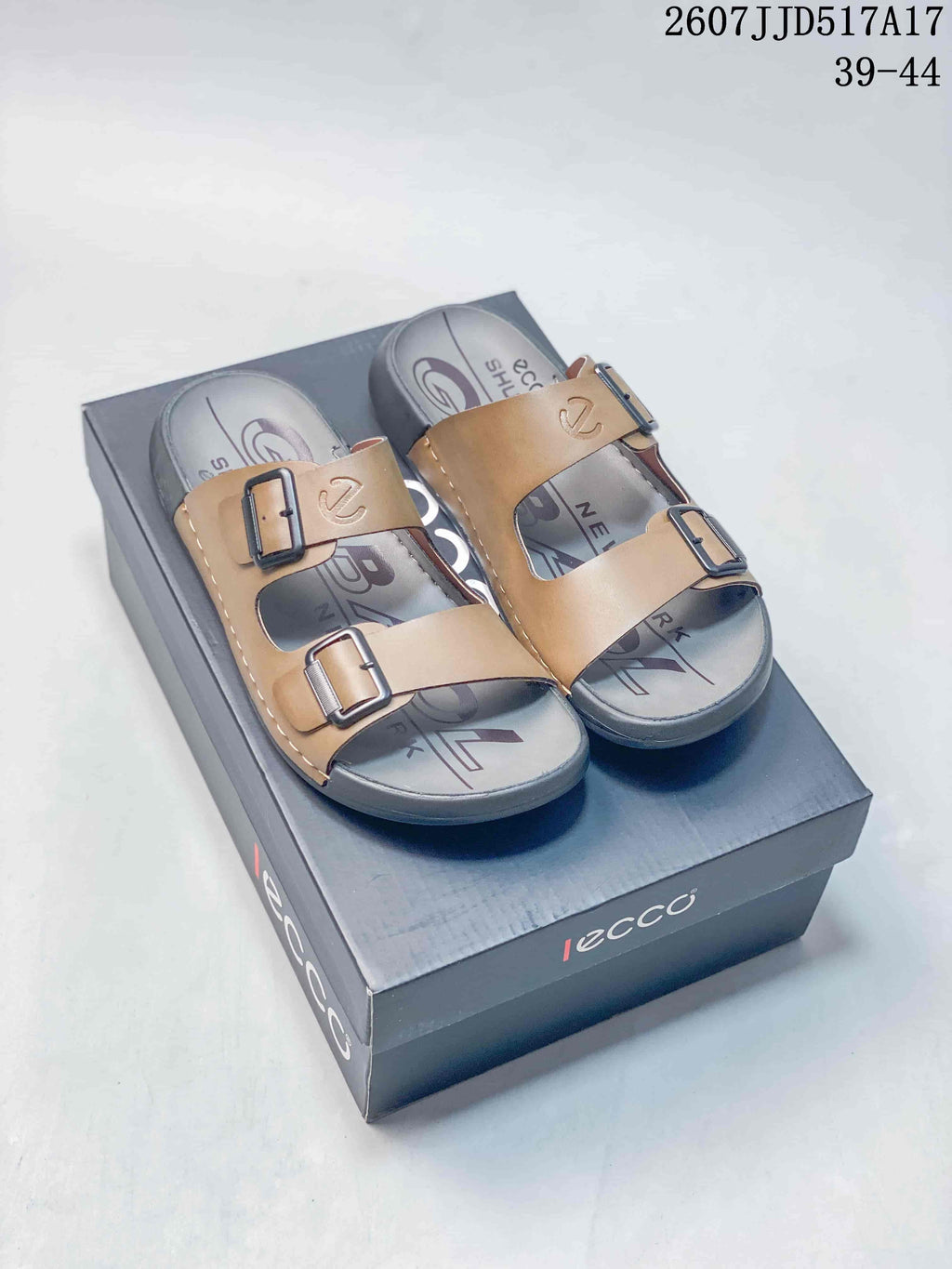 ECCO Double-Buckle Sandals in Brown Black 2607JJD517A17 - product image from the listing.