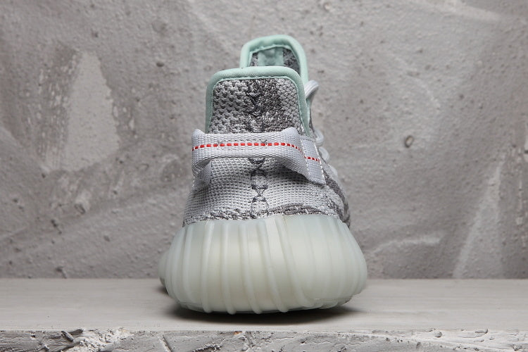 Gray and Mint Yeezy 350 V2 Knit Sneakers - product image from the listing.