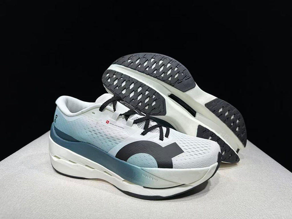On Cloudboom Max Running Shoes in White and Lake in Blue - product image from the listing.