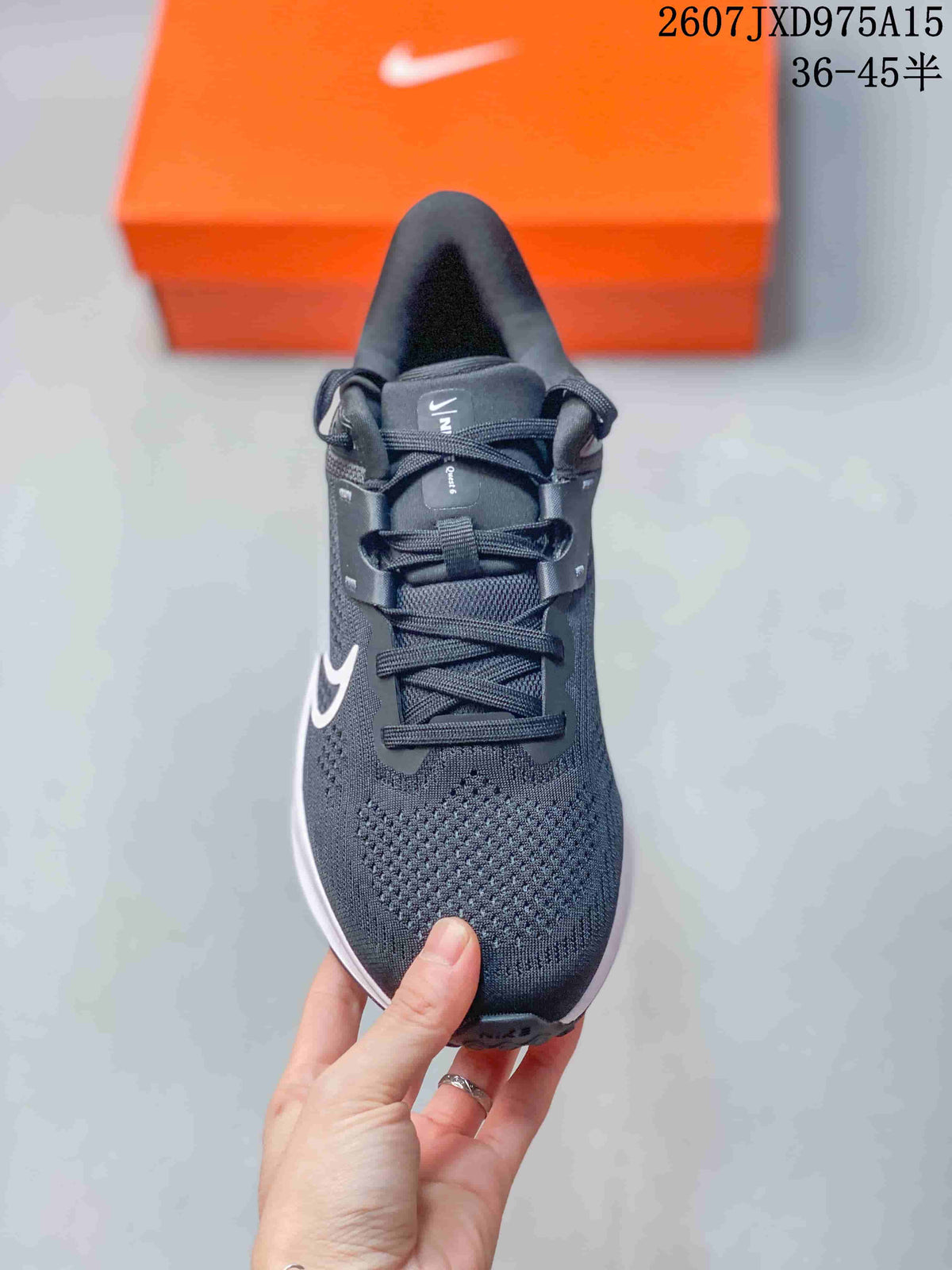 Nike Quest 6 Low-Top Running Shoes in Black/White - product image from the listing.