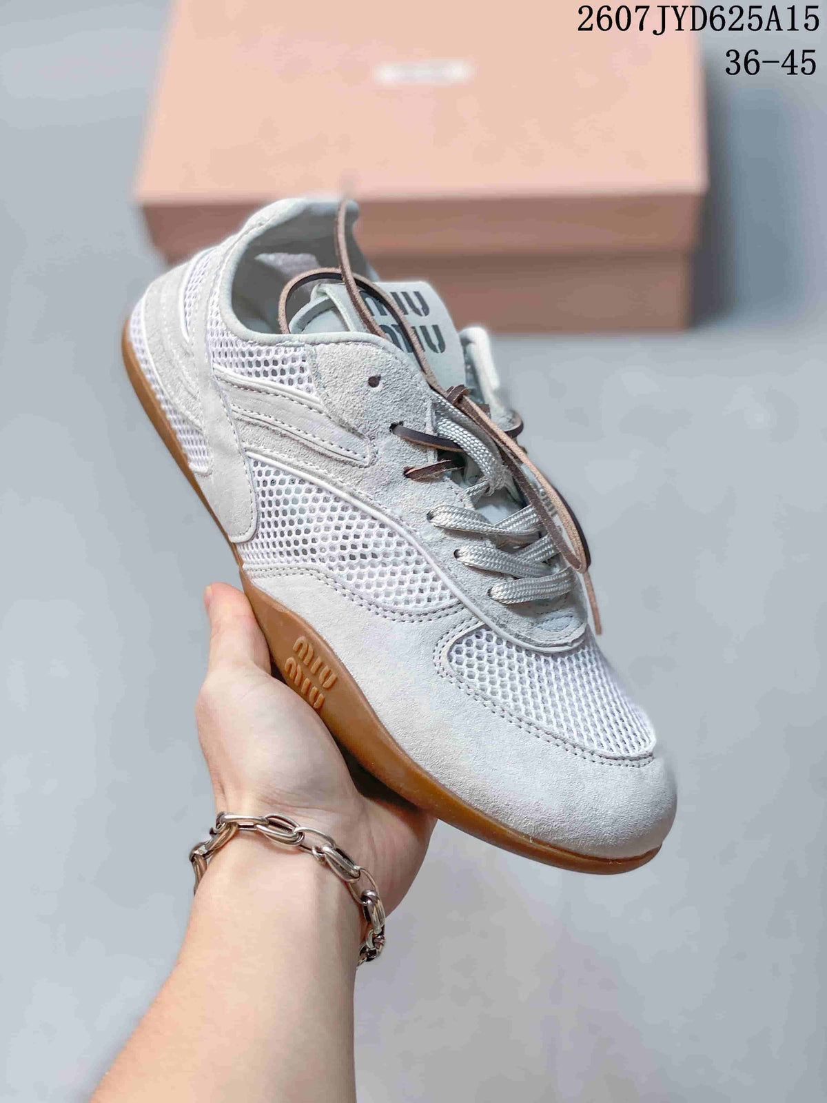 Miu Miu Gymnasium Low-Cut Sneakers White Grey Gum Sole - product image from the listing.