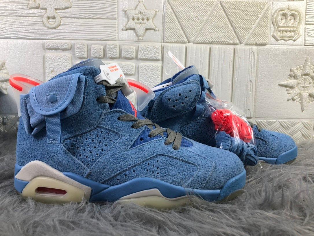 Jordan AJ6 Travis Sky High-Top Sneakers in Blue - product image from the listing.