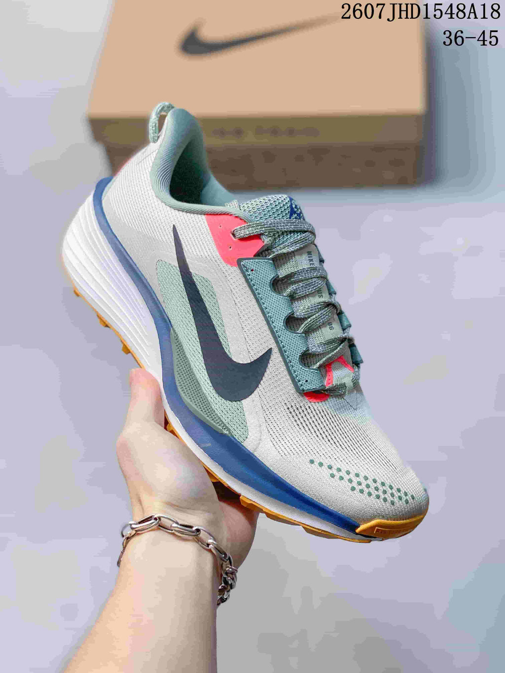 Nike ReactX Pegasus ACG Trail 6 Trail Sneakers in Gray Blue - product image from the listing.