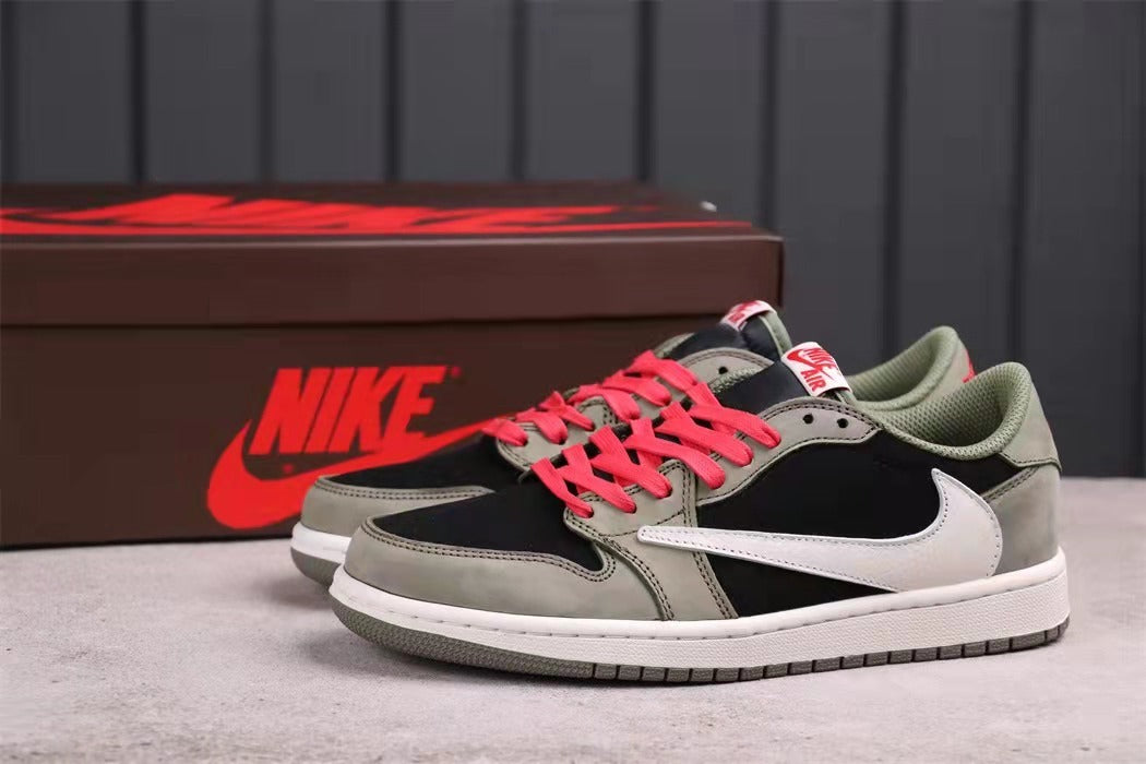 Jordan 1 Low Travis Scott Sneakers in Black Grey White CQ4277-008 - product image from the listing.