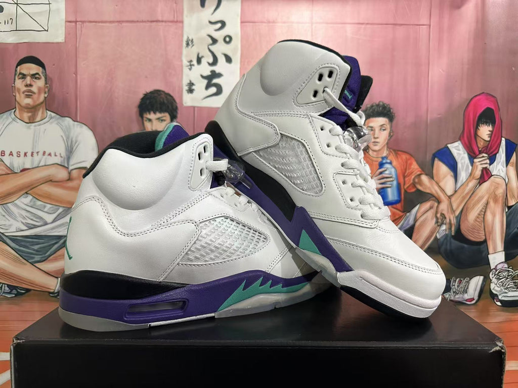 Air Jordan 5 Retro White Grape Sneakers - product image from the listing.