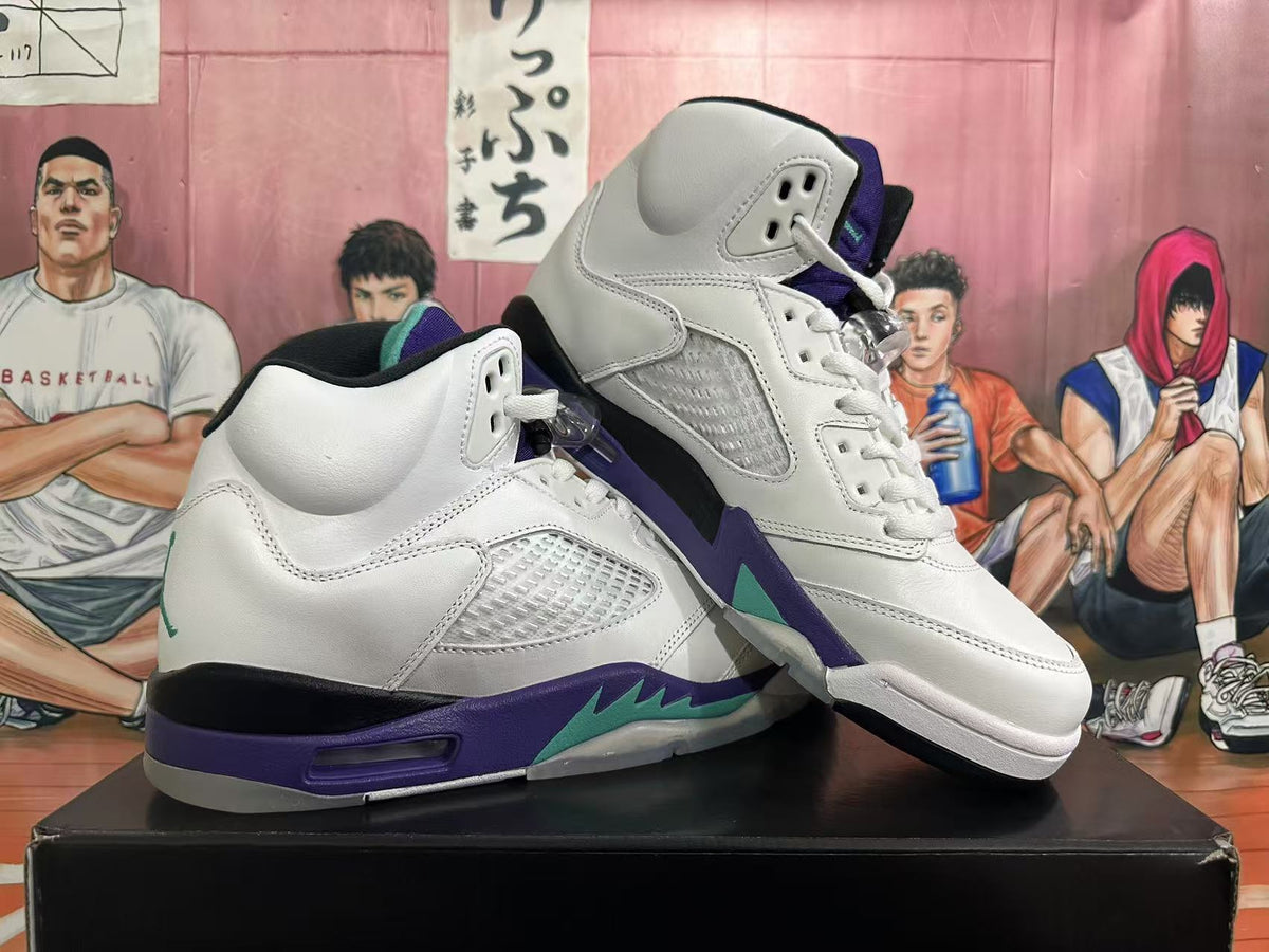 Air Jordan 5 Retro White Grape Sneakers - product image from the listing.