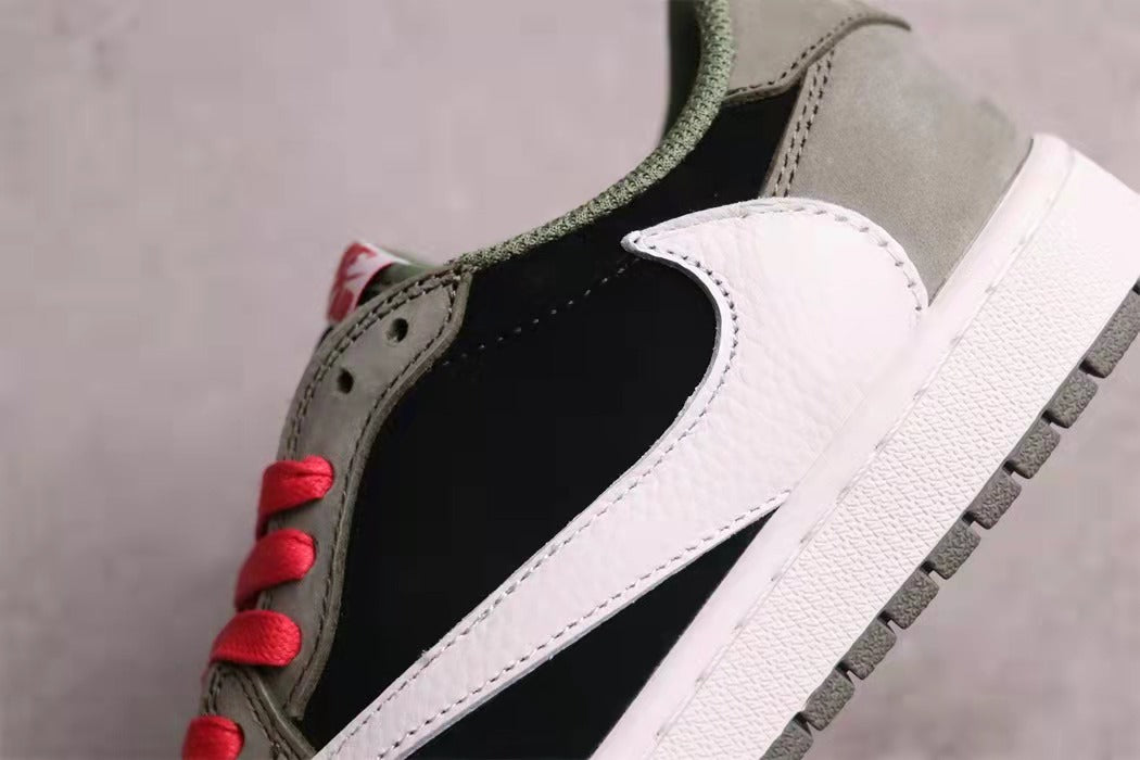 Jordan 1 Low Travis Scott Sneakers in Black Grey White CQ4277-008 - product image from the listing.