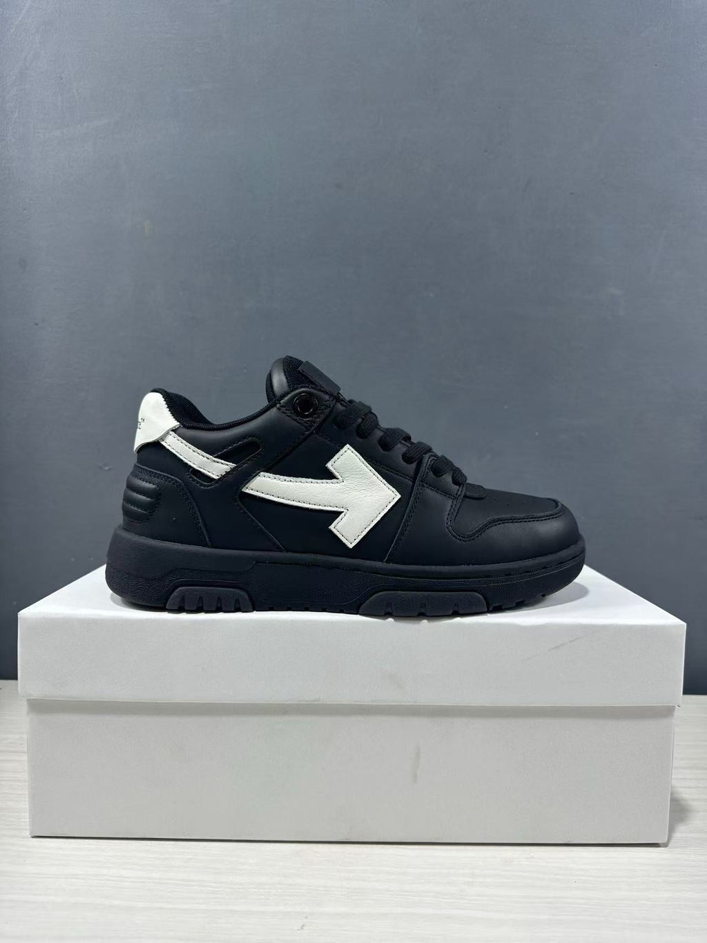Off-White Out Of Office Low-Top Sneakers in Black White OMAI89C99LEA0191001 - product image from the listing.
