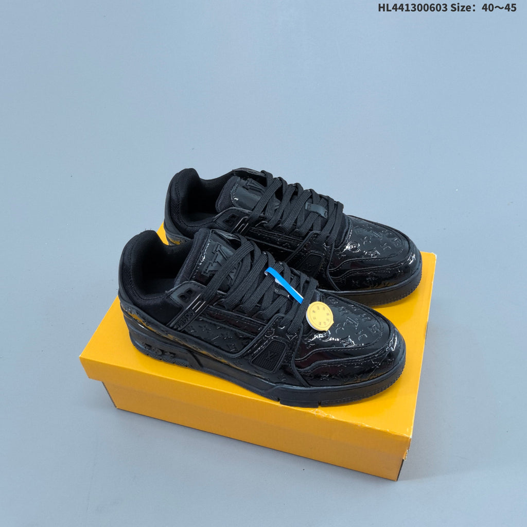 Black and White Louis Vuitton Trainer Low-Top Sneakers - product image from the listing.