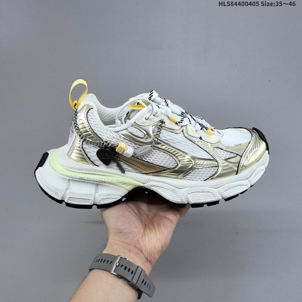 White and Metallic Gold Balenciaga Phantom Sneakers - product image from the listing.