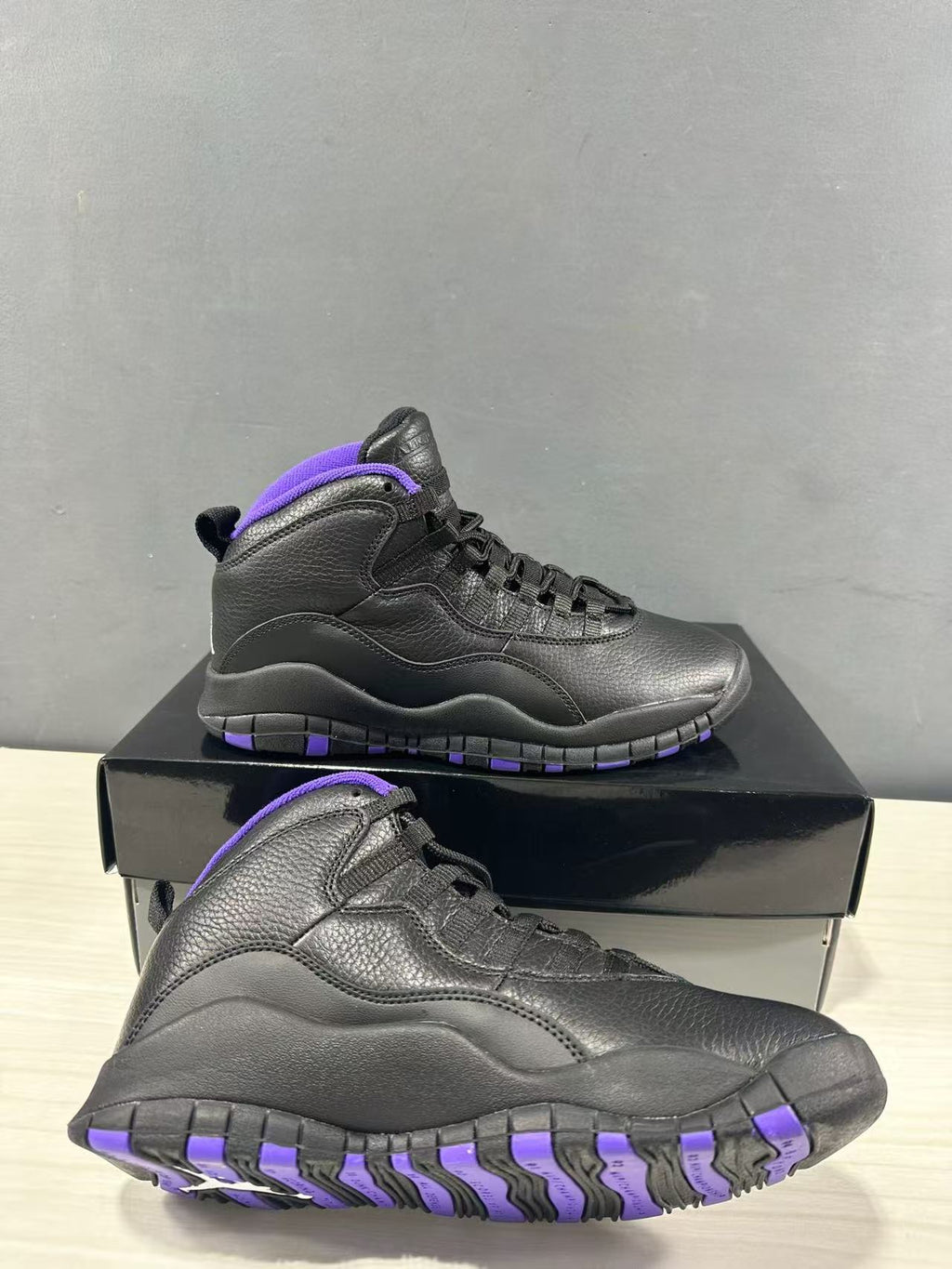 Air Jordan 10 High-Top Sneakers Black Purple 130209-051 - product image from the listing.