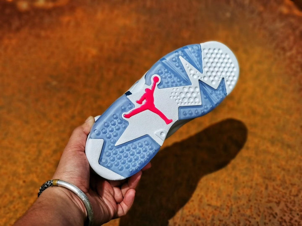 Air Jordan 6 Tie-Dye White Blue Pink Sneakers - product image from the listing.